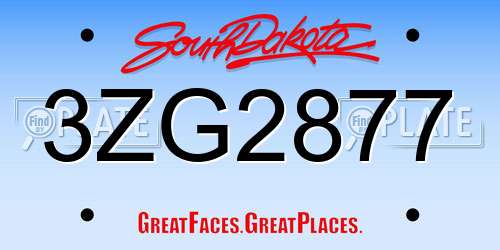 3ZG2877 South Dakota License Plate