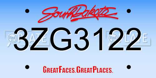3ZG3122 South Dakota License Plate