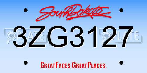 3ZG3127 South Dakota License Plate