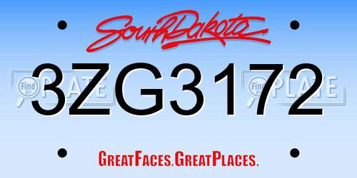 3ZG3172 South Dakota License Plate