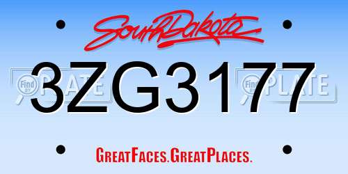 3ZG3177 South Dakota License Plate