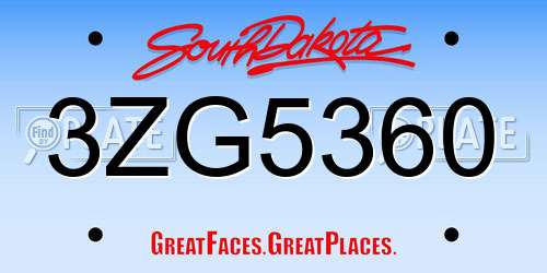 3ZG5360 South Dakota License Plate