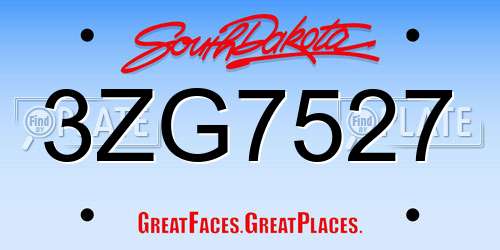 3ZG7527 South Dakota License Plate