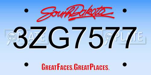 3ZG7577 South Dakota License Plate