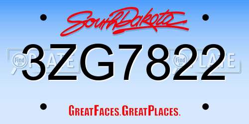 3ZG7822 South Dakota License Plate