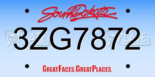 3ZG7872 South Dakota License Plate