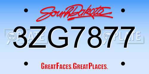 3ZG7877 South Dakota License Plate