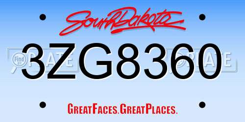 3ZG8360 South Dakota License Plate