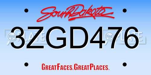 3ZGD476 South Dakota License Plate