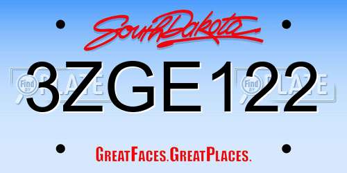 3ZGE122 South Dakota License Plate