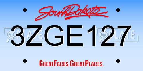 3ZGE127 South Dakota License Plate