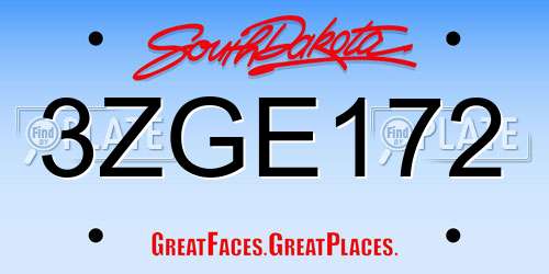 3ZGE172 South Dakota License Plate