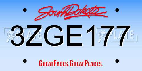 3ZGE177 South Dakota License Plate