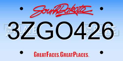 3ZGO426 South Dakota License Plate