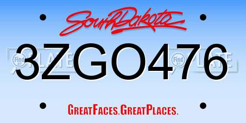 3ZGO476 South Dakota License Plate