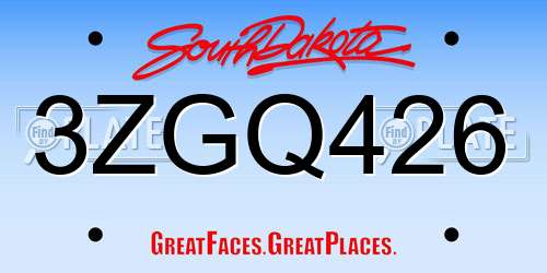 3ZGQ426 South Dakota License Plate