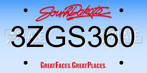 3ZGS360 South Dakota License Plate