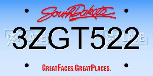 3ZGT522 South Dakota License Plate