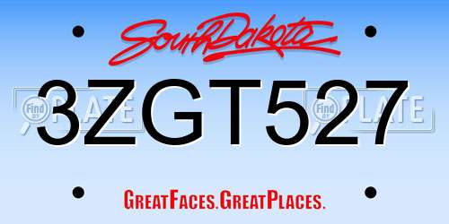 3ZGT527 South Dakota License Plate