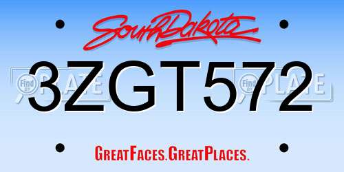 3ZGT572 South Dakota License Plate