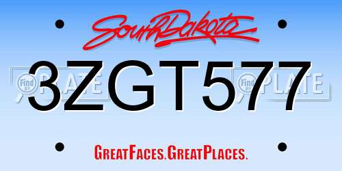 3ZGT577 South Dakota License Plate