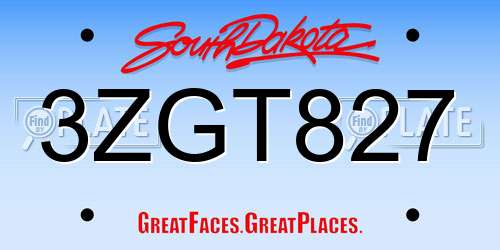 3ZGT827 South Dakota License Plate