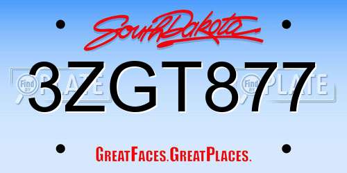 3ZGT877 South Dakota License Plate