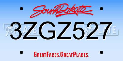 3ZGZ527 South Dakota License Plate
