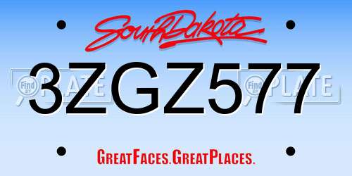 3ZGZ577 South Dakota License Plate