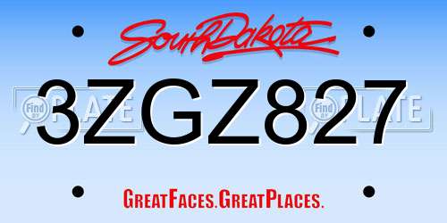 3ZGZ827 South Dakota License Plate