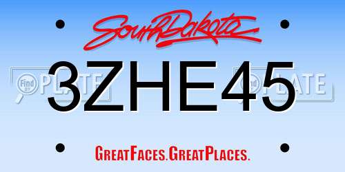 3ZHE45 South Dakota License Plate