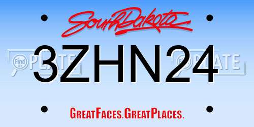 3ZHN24 South Dakota License Plate