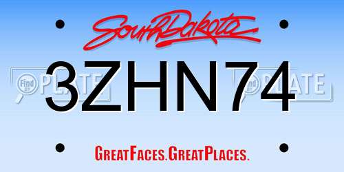 3ZHN74 South Dakota License Plate