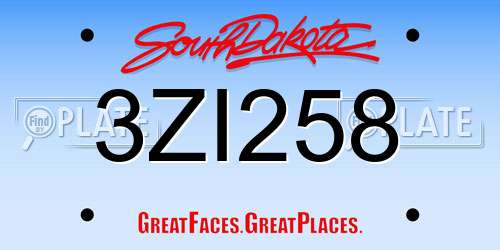 3ZI258 South Dakota License Plate
