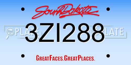 3ZI288 South Dakota License Plate