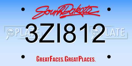 3ZI812 South Dakota License Plate