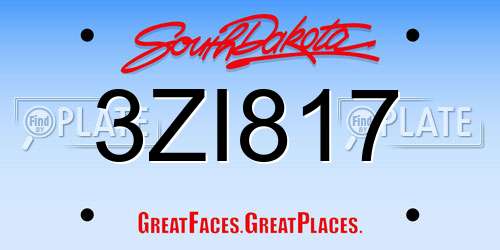 3ZI817 South Dakota License Plate