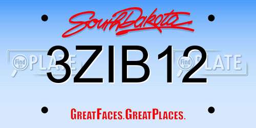 3ZIB12 South Dakota License Plate