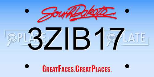3ZIB17 South Dakota License Plate