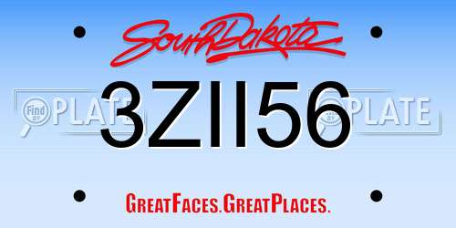 3ZII56 South Dakota License Plate
