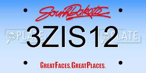3ZIS12 South Dakota License Plate
