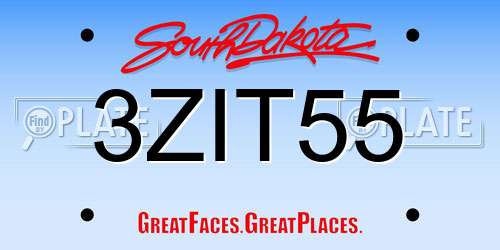3ZIT55 South Dakota License Plate
