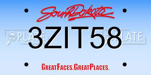 3ZIT58 South Dakota License Plate
