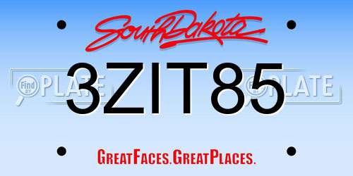 3ZIT85 South Dakota License Plate