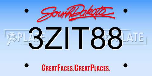3ZIT88 South Dakota License Plate