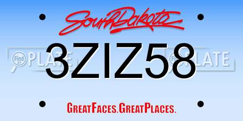 3ZIZ58 South Dakota License Plate