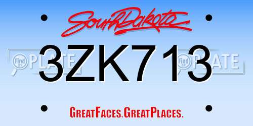 3ZK713 South Dakota License Plate