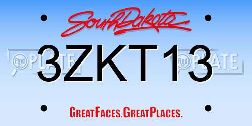 3ZKT13 South Dakota License Plate
