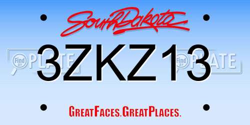 3ZKZ13 South Dakota License Plate
