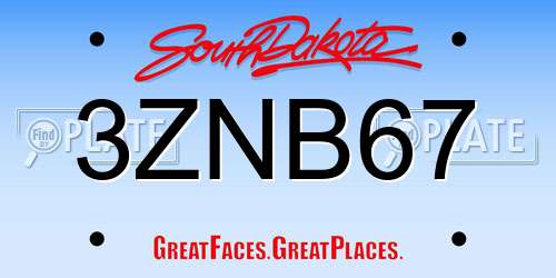 3ZNB67 South Dakota License Plate